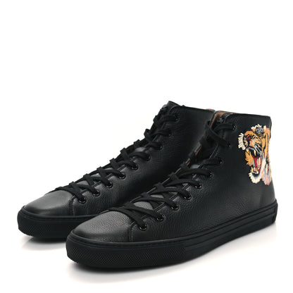 Gucci Calfskin Tiger Embroidered Mens High Top Sneakers 11 Black 3 of 9