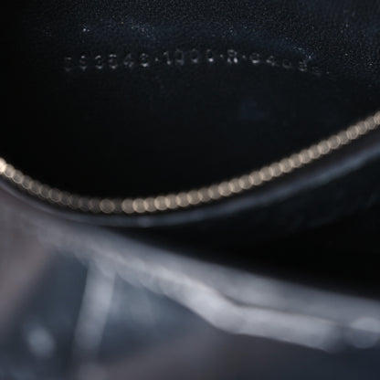 Balenciaga Shiny Calfskin Monochrome Crocodile Embossed Small Hourglass Top Handle Bag Black 8 of 14