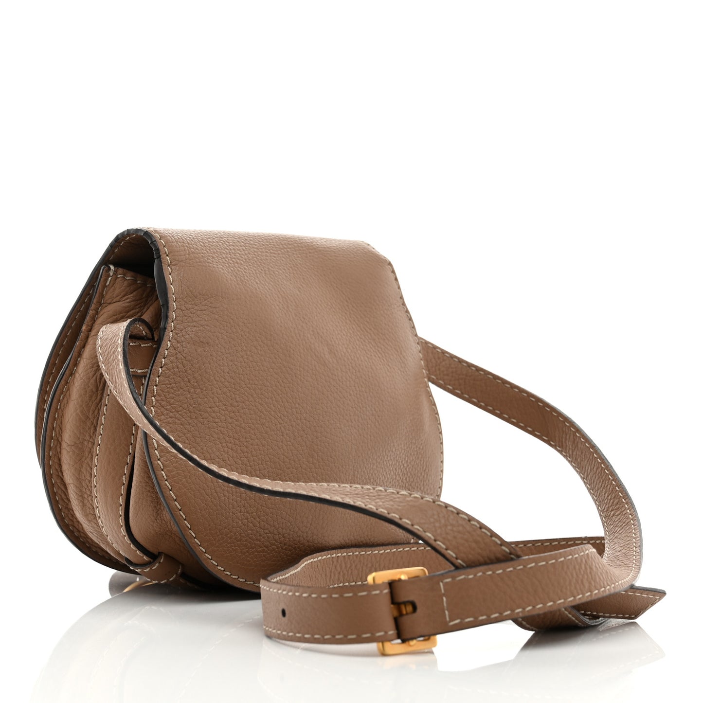 Grained Calfskin Small Marcie Saddle Bag Nut