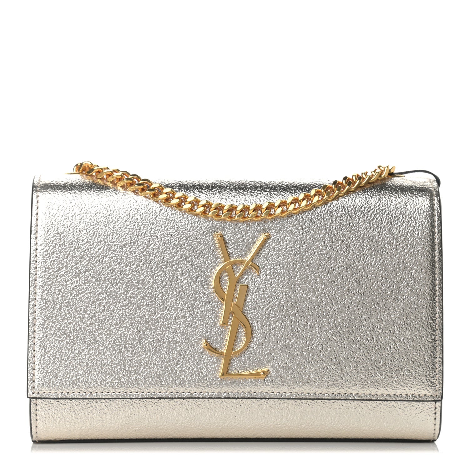 Saint Laurent Metallic Calfskin Small Classic Monogram Kate Satchel Gold 1 of 10