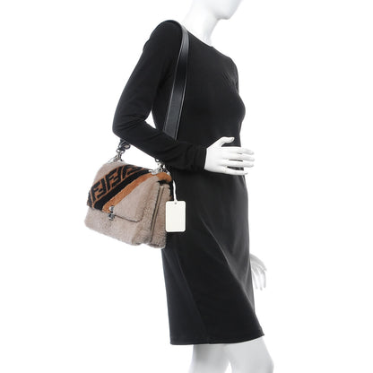 Fendi Shearling Calfskin Macro FF 1974 Diagonal Mania Kan I Shoulder Bag Multicolor 3 of 10