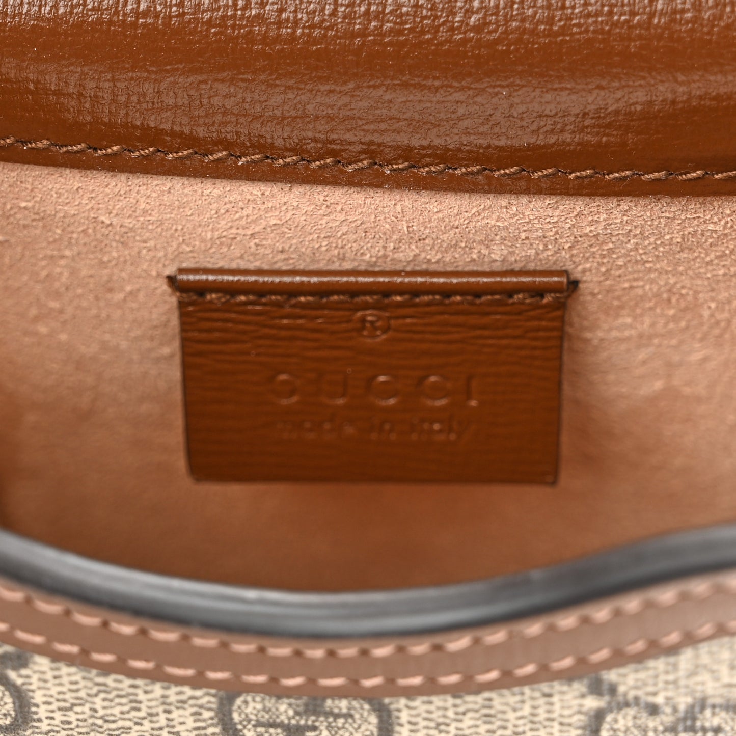 GG Supreme Monogram Mini Horsebit 1955 Crossbody Bag Beige Brown Sugar