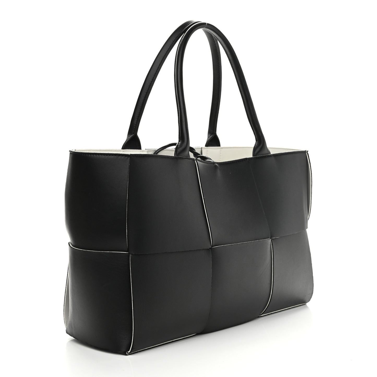 Nappa Maxi Intrecciato Arco Tote Black White