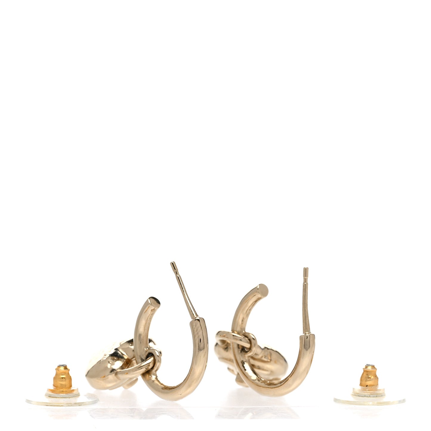Metal CC Heart Turnlock Drop Earrings Gold