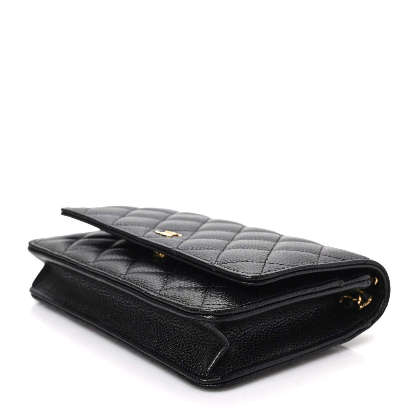 Caviar Quilted Wallet on Chain WOC Black