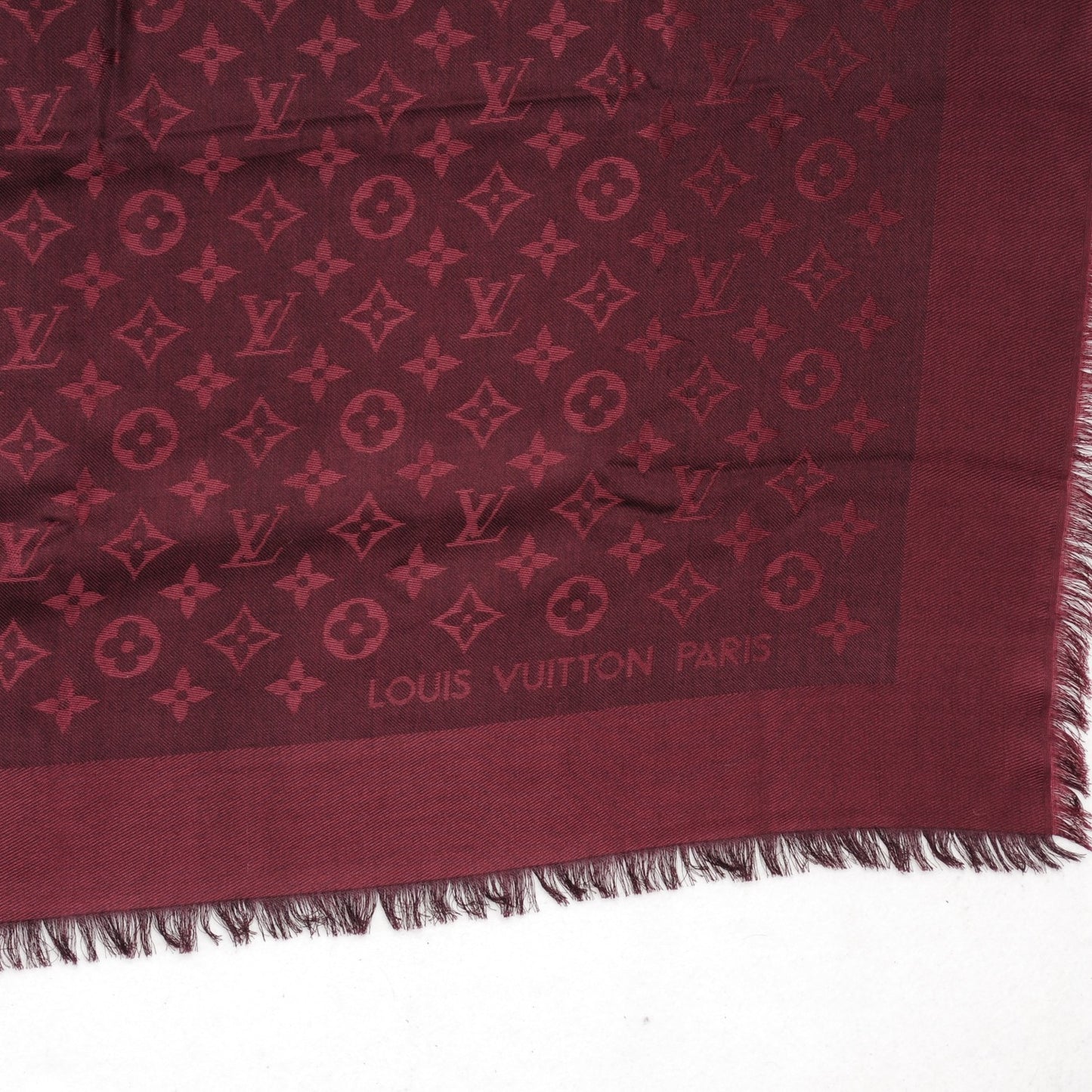 Wool Silk Monogram Shawl Amarante