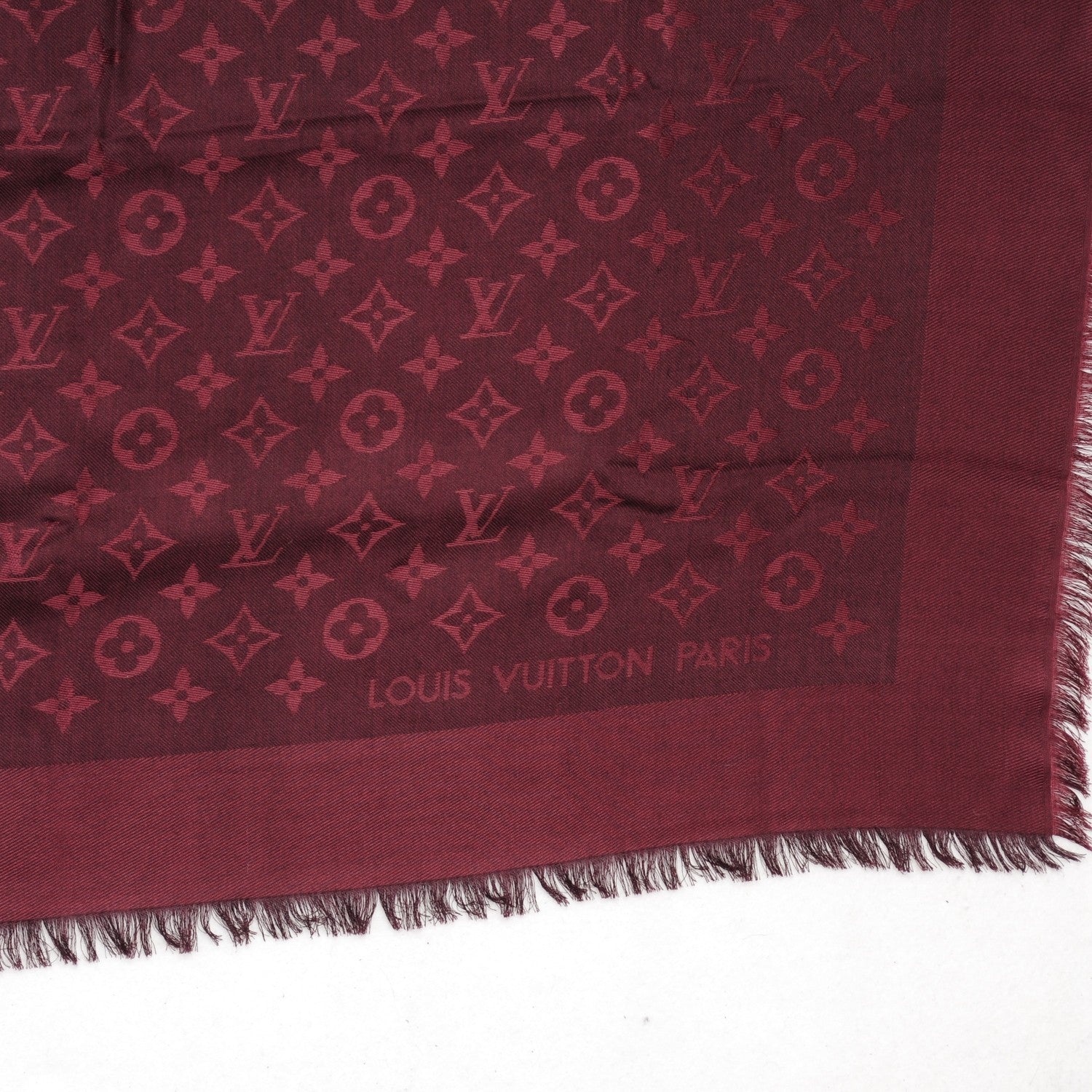 Louis Vuitton Wool Silk Monogram Shawl Amarante 4 of 5