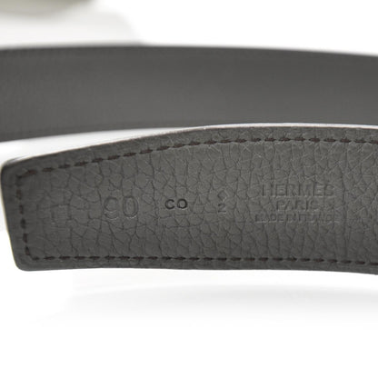 Hermes Box Togo Reversible Belt Strap Noir Vert de Gris 85 4 of 4
