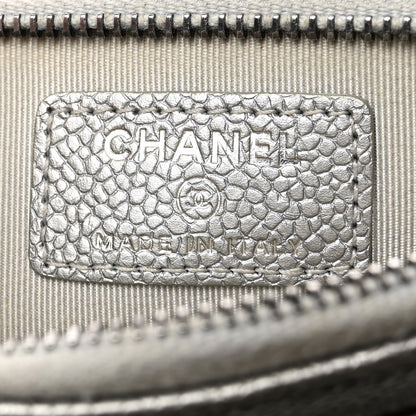 Chanel Metallic Caviar Quilted Classic Zip Pouch Silver 6 of 8