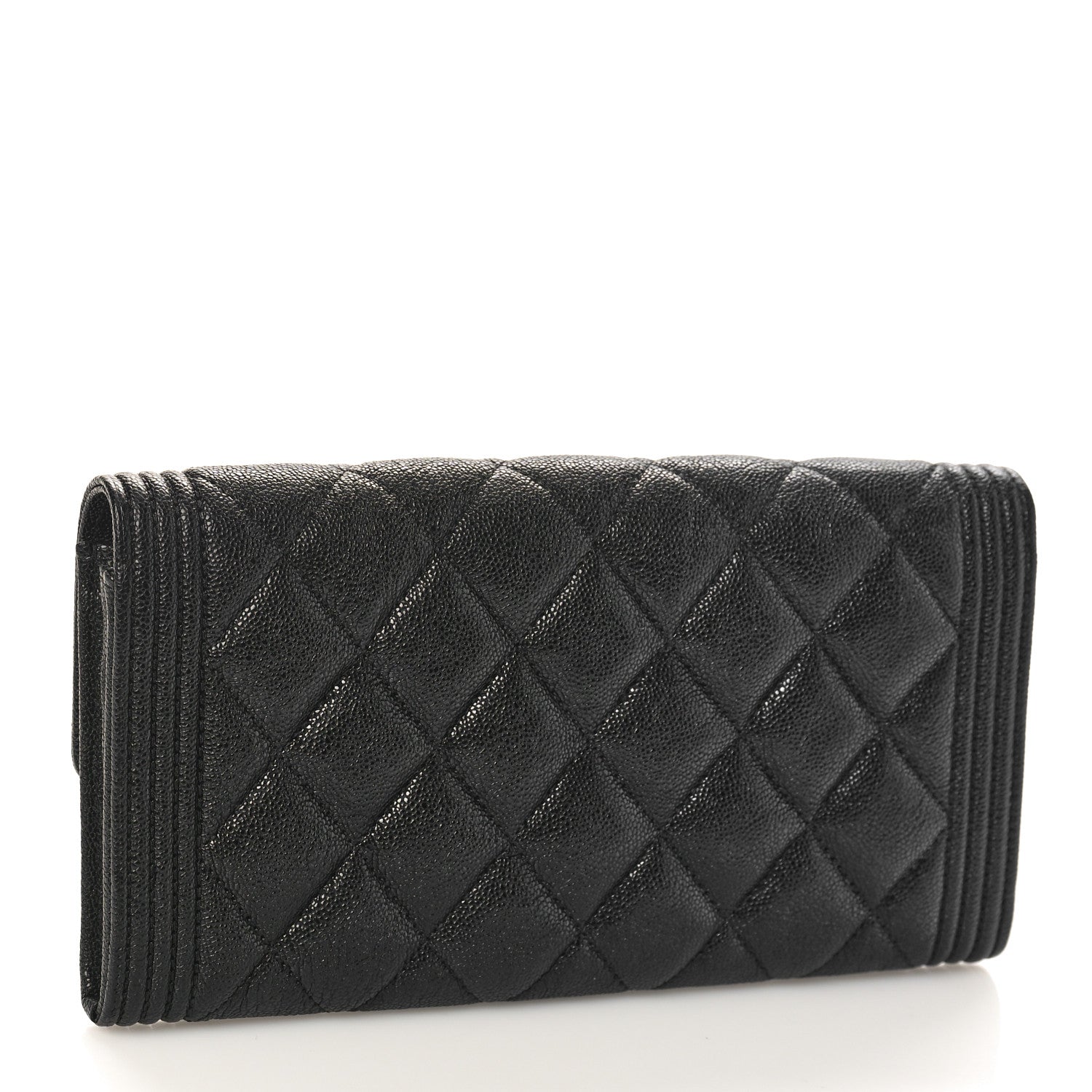 Chanel Caviar Quilted Large Boy Gusset Flap Wallet Black 3 of 9