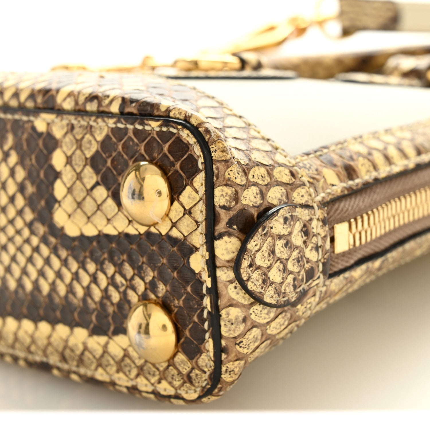 Gucci Snakeskin Boarded Plutone Calfskin Mini Horsebit 1955 Top Handle Bag White Multicolor 10 of 12