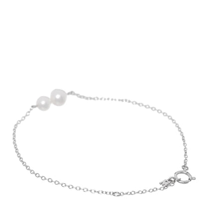 Mikimoto 18K White Gold Akoya Cultured Two Pearl Station Bracelet 2 of 3