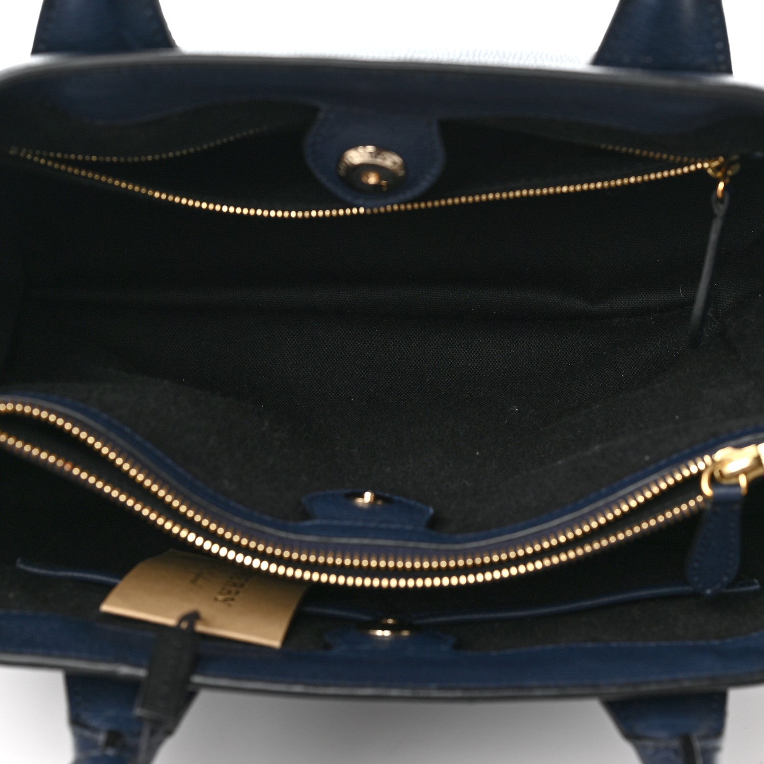 Burberry Derby Calfskin House Check Medium Banner Tote Ink Blue 5 of 10
