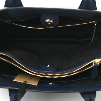 Burberry Derby Calfskin House Check Medium Banner Tote Ink Blue 5 of 10