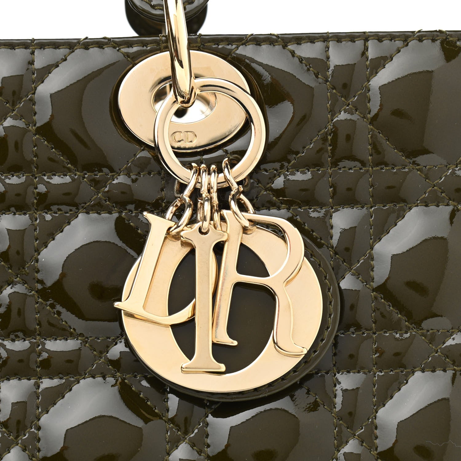 Christian Dior Patent Cannage Large Lady Dior Olive 7 of 9