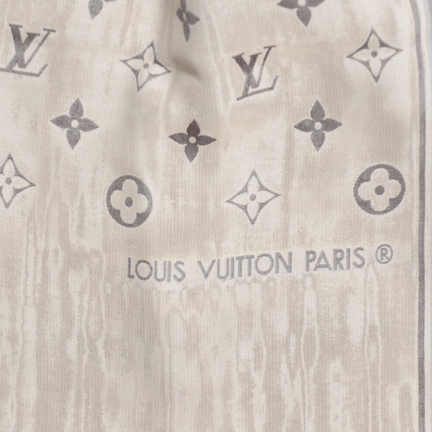 Silk Monogram Reversible Scarf Grey Beige