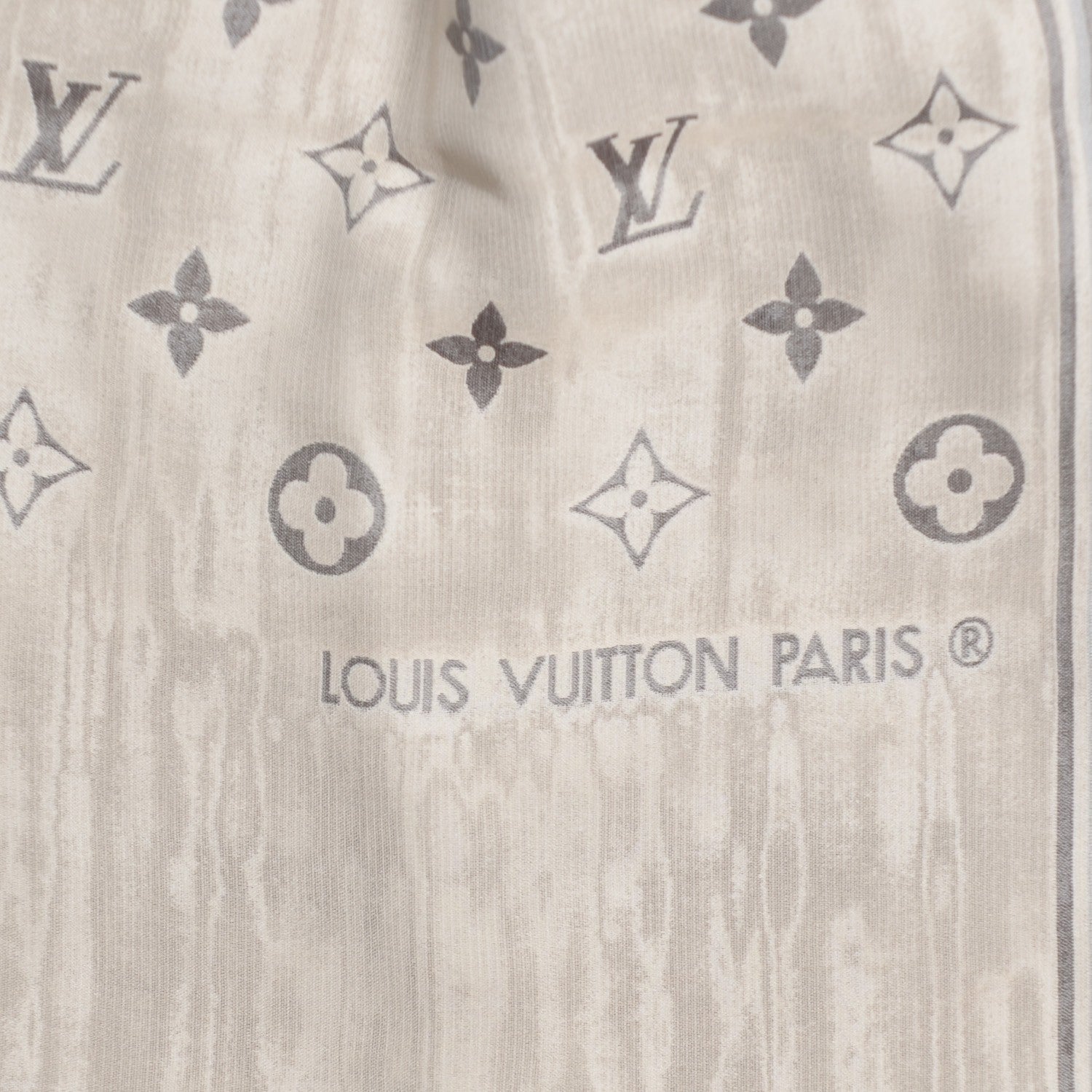 Louis Vuitton Silk Monogram Reversible Scarf Grey Beige 6 of 6