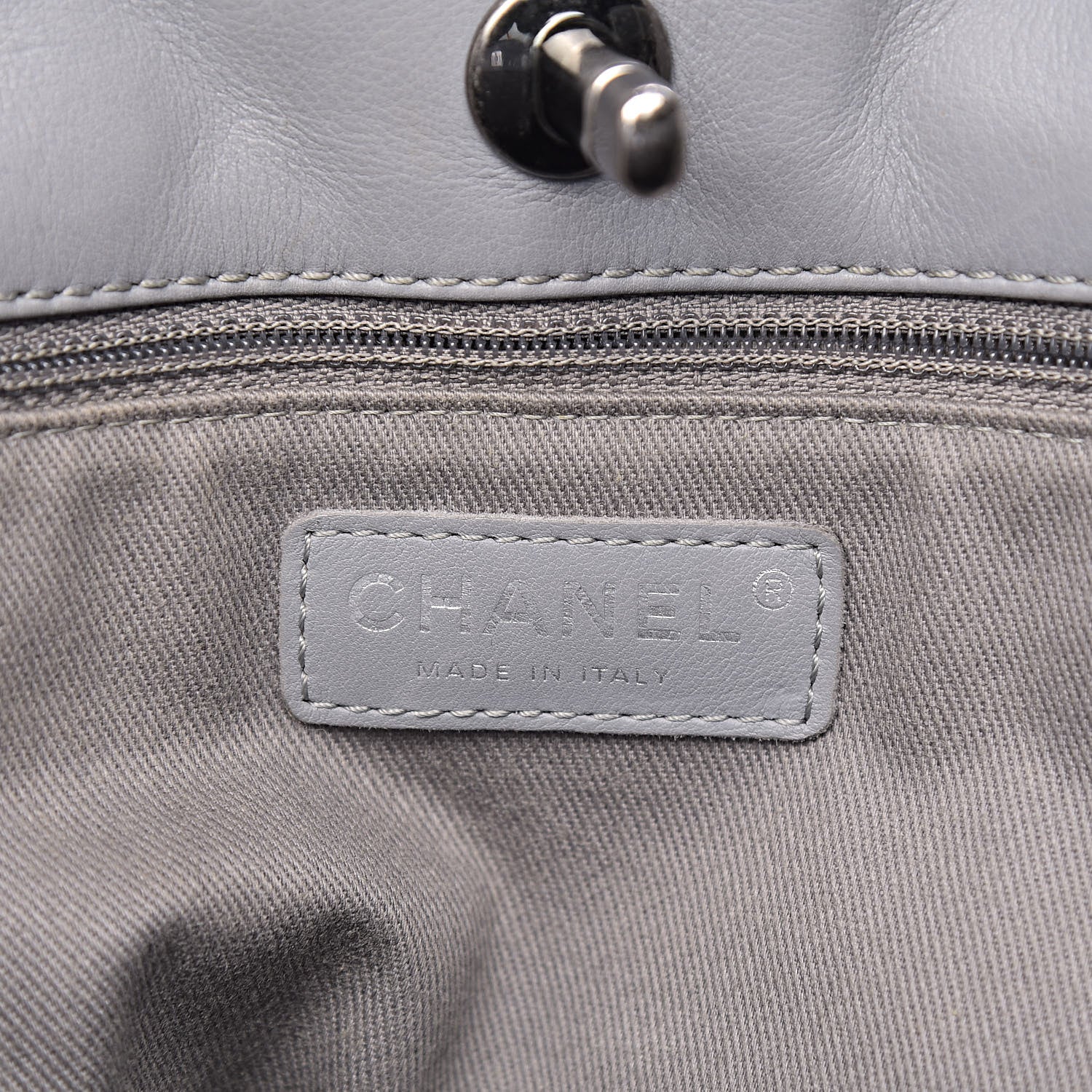 Chanel Calfskin Quilted Large Shopping In Chains Tote Light Grey 6 of 15