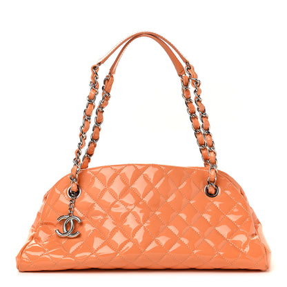 Chanel Patent Quilted Medium Just Mademoiselle Bowling Bag Orange 1 of 9