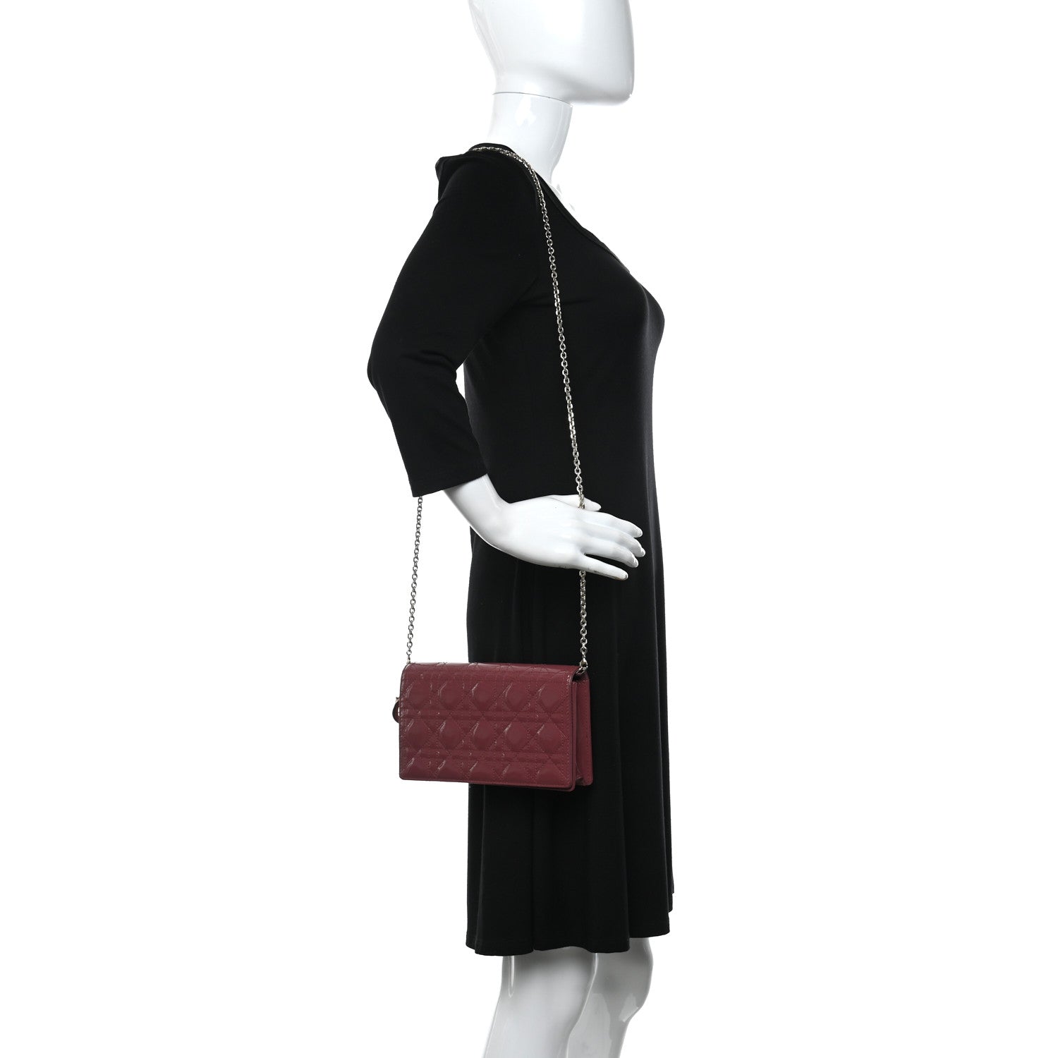 Christian Dior Patent Cannage Lady Dior Clutch Red 2 of 7