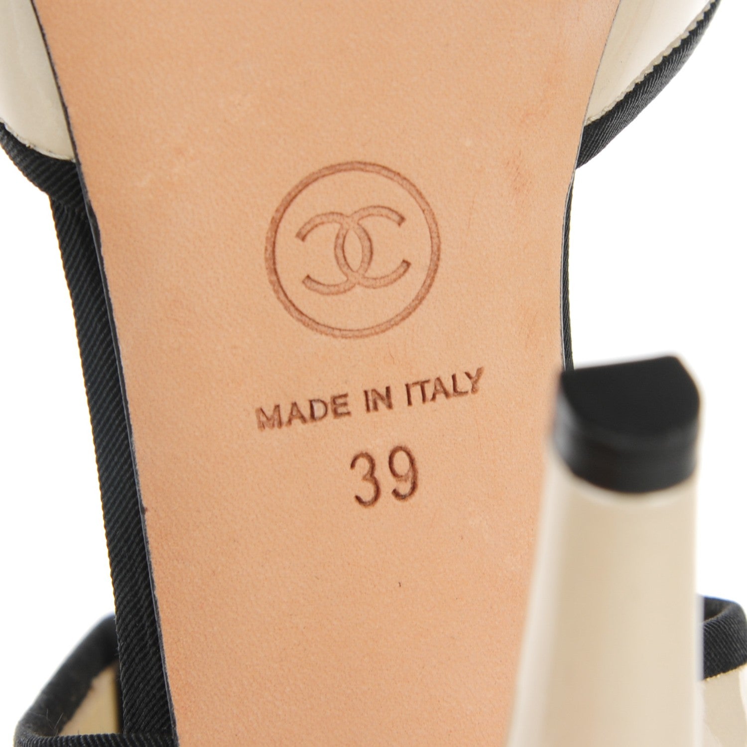 Chanel Patent CC Peep Toe Heels 39 Pearl 6 of 8