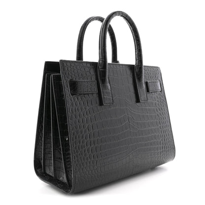 Saint Laurent Calfskin Crocodile Embossed Nano Sac De Jour Black 3 of 12