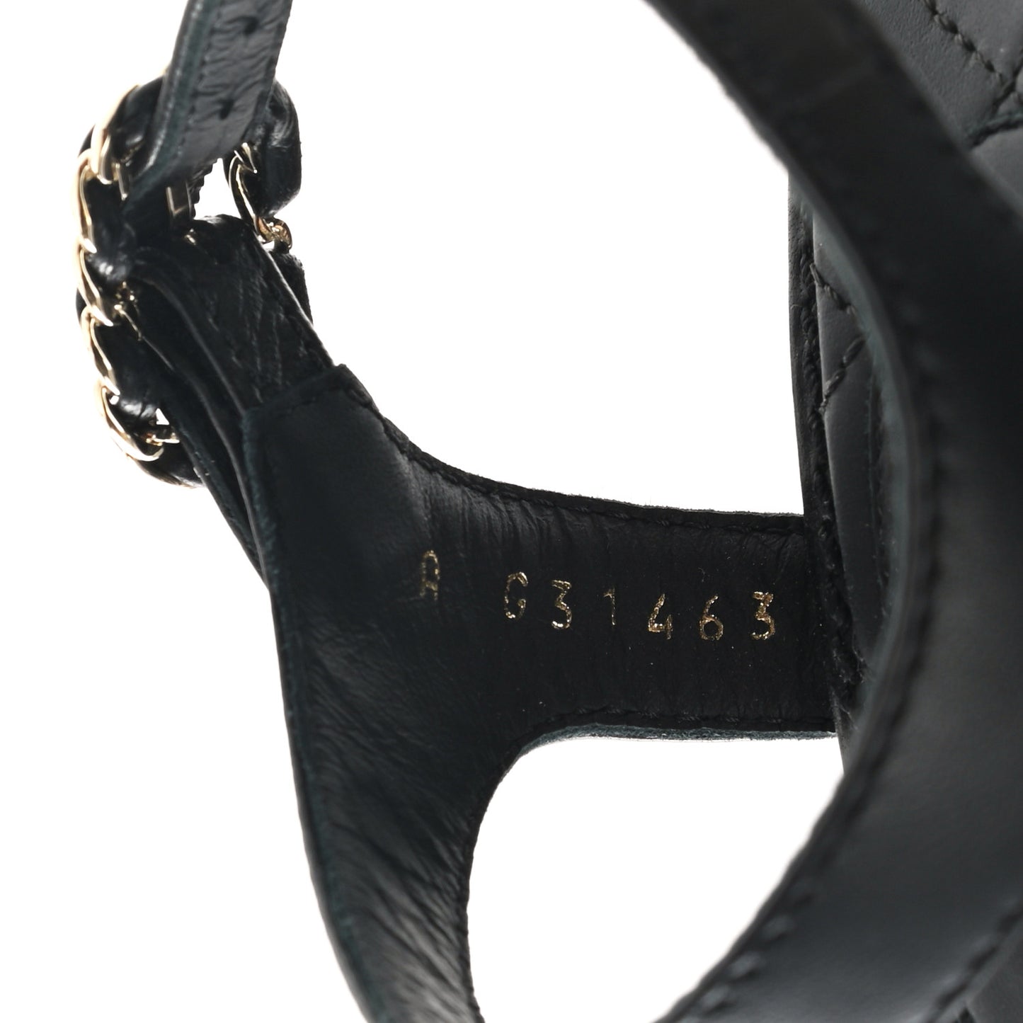 Lambskin Chain CC Thong Sandals 35.5 Black