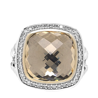 David Yurman Sterling Silver 18K Yellow Gold Diamond Champagne Citrine 14mm Albion Ring 54 6.75 1 of 4