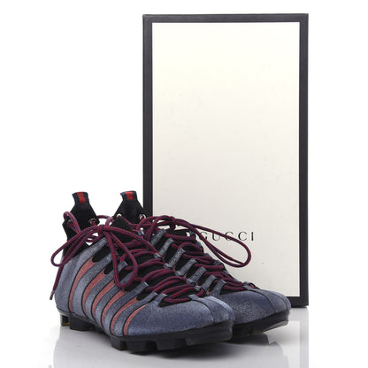 Gucci Nappa Sparkle Feline Web Titan Lace Up Sneakers 8.5 Caspian Rosso 11 of 11