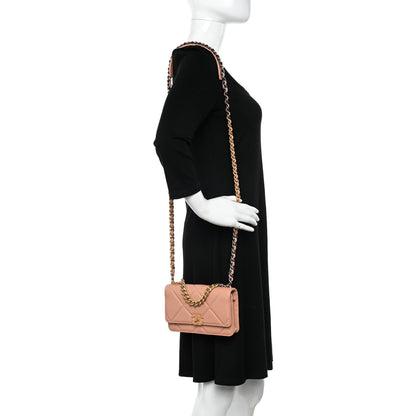 Chanel Lambskin Quilted Chanel 19 Wallet On Chain WOC Beige 2 of 12