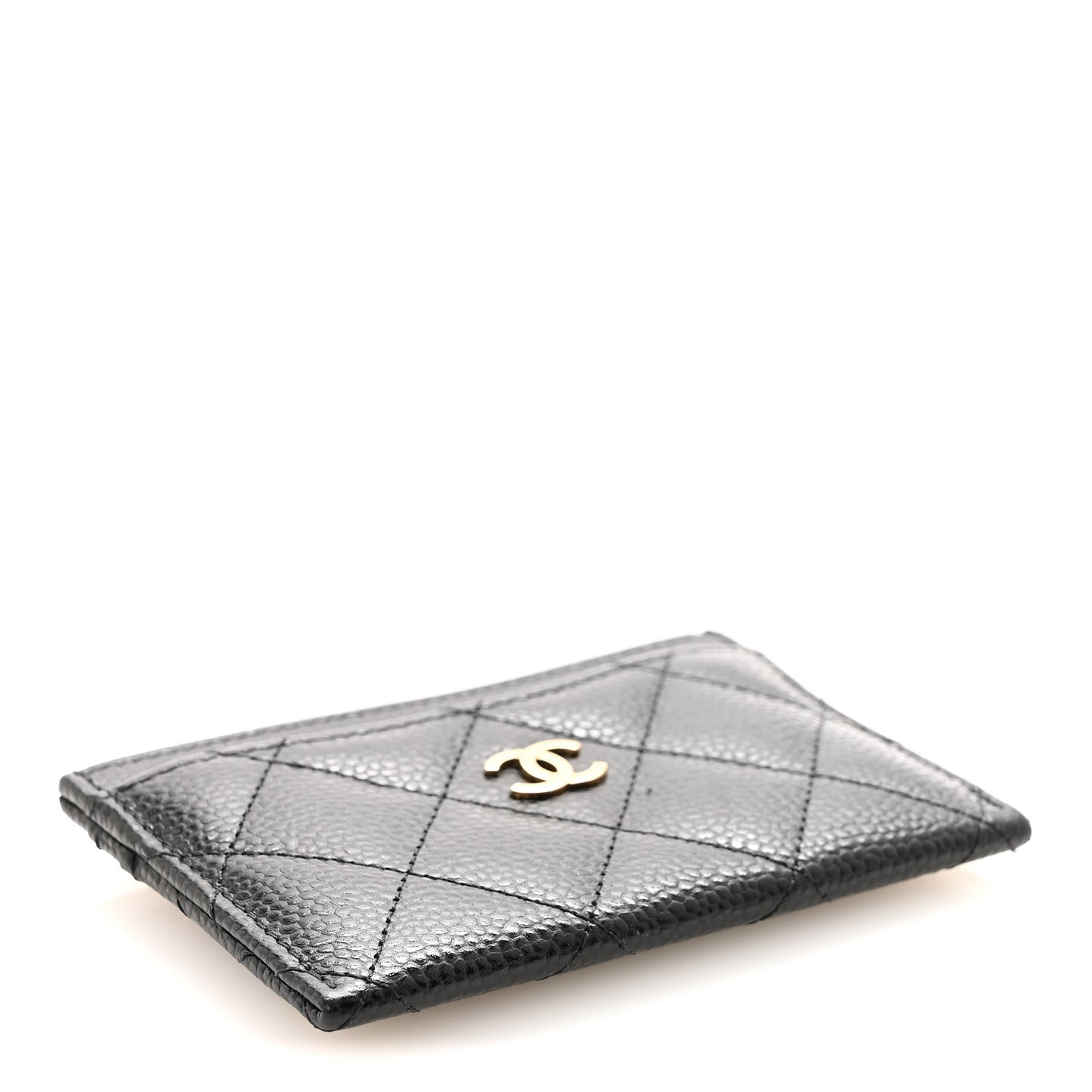 Caviar Quilted Card Holder Black