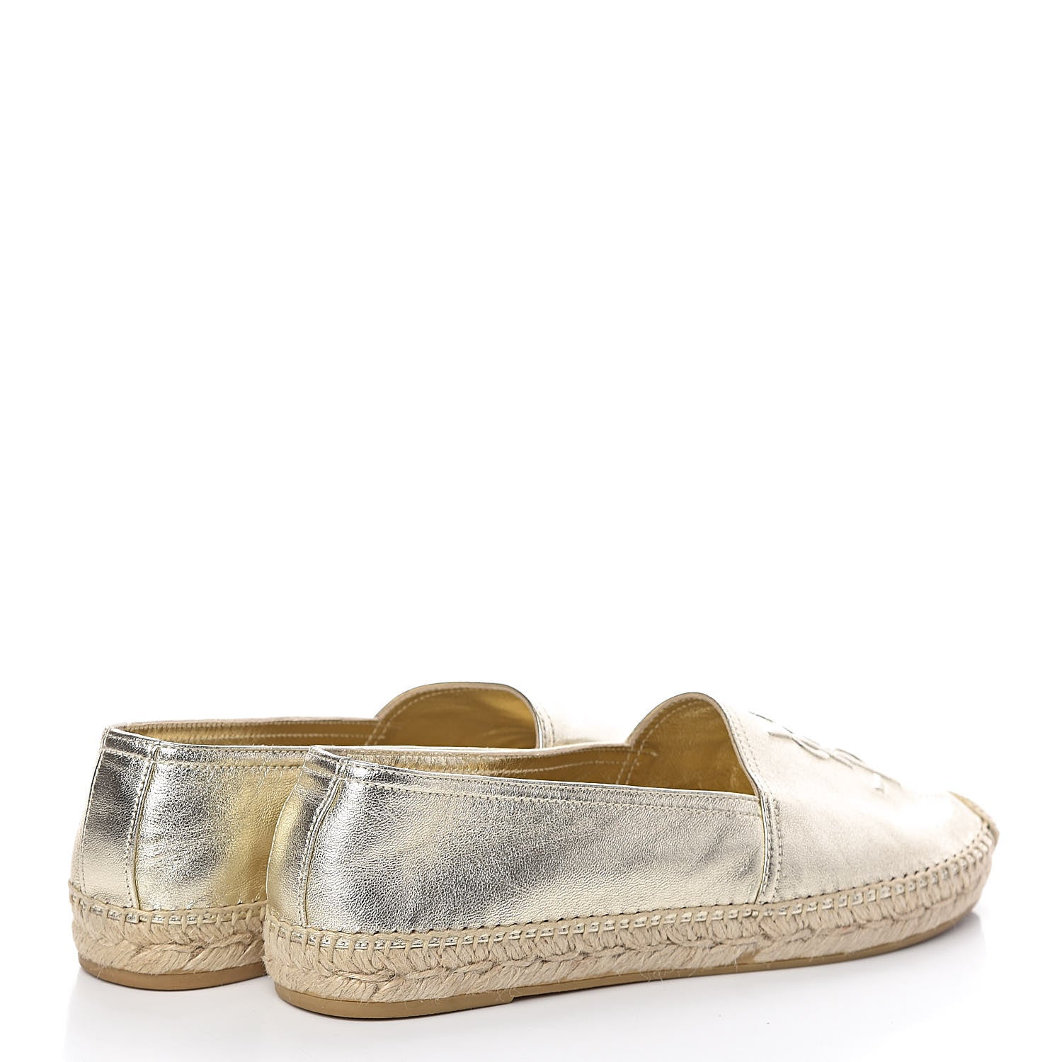 Saint Laurent Metallic Lambskin Monogram Espadrilles 39.5 Platino 4 of 8