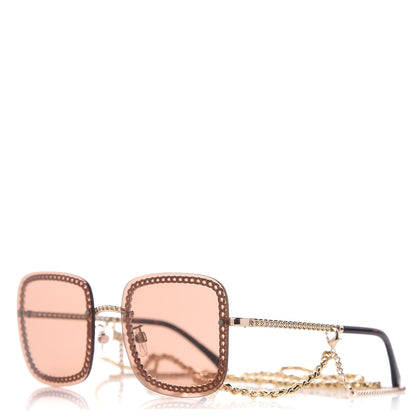 Chanel Metal Removable Chain Square Sunglasses 4244 Light Brown 1 of 7