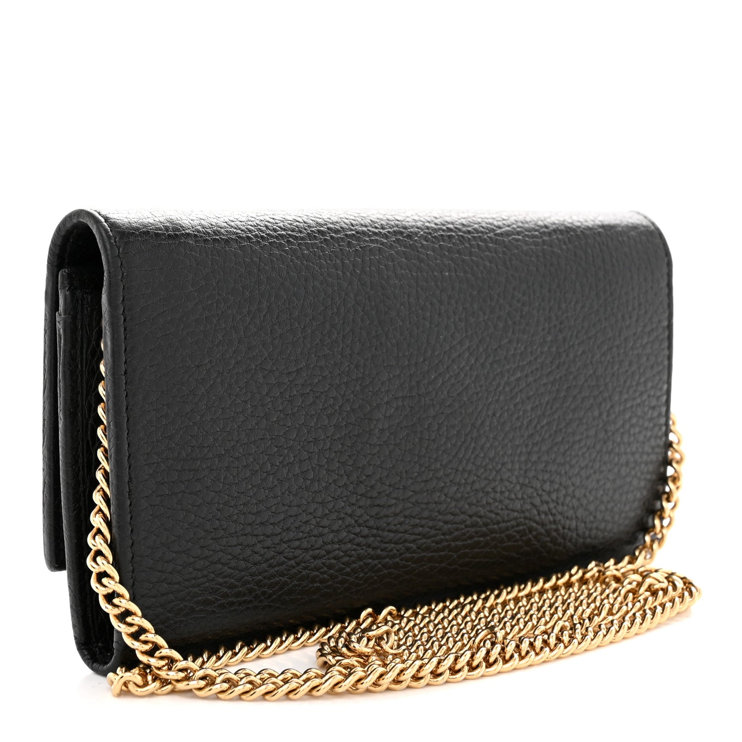 Gucci Dollar Calfskin Petite GG Marmont Wallet Chain Bag Black 3 of 11