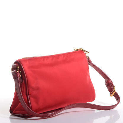 Prada Tessuto Nylon Saffiano Shoulder Bag Rosso 3 of 10