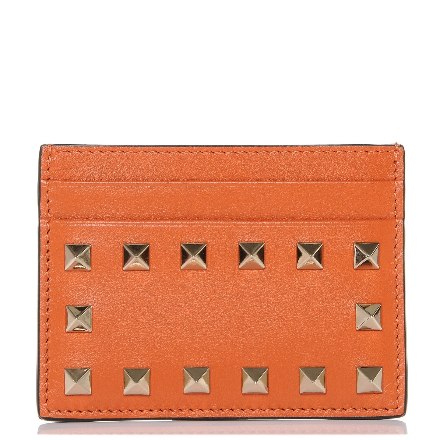 Vitello Rockstud Card Holder Orange