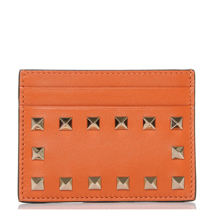 Valentino Garavani Vitello Rockstud Card Holder Orange 1 of 6