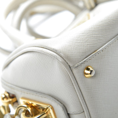Prada Saffiano Lux Mini Top Handle Crossbody Talco 9 of 18