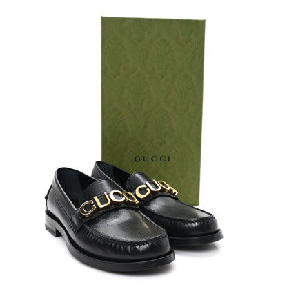 Gucci Goatskin Womens Logo 15mm Loafers 38.5 Black 10 of 10