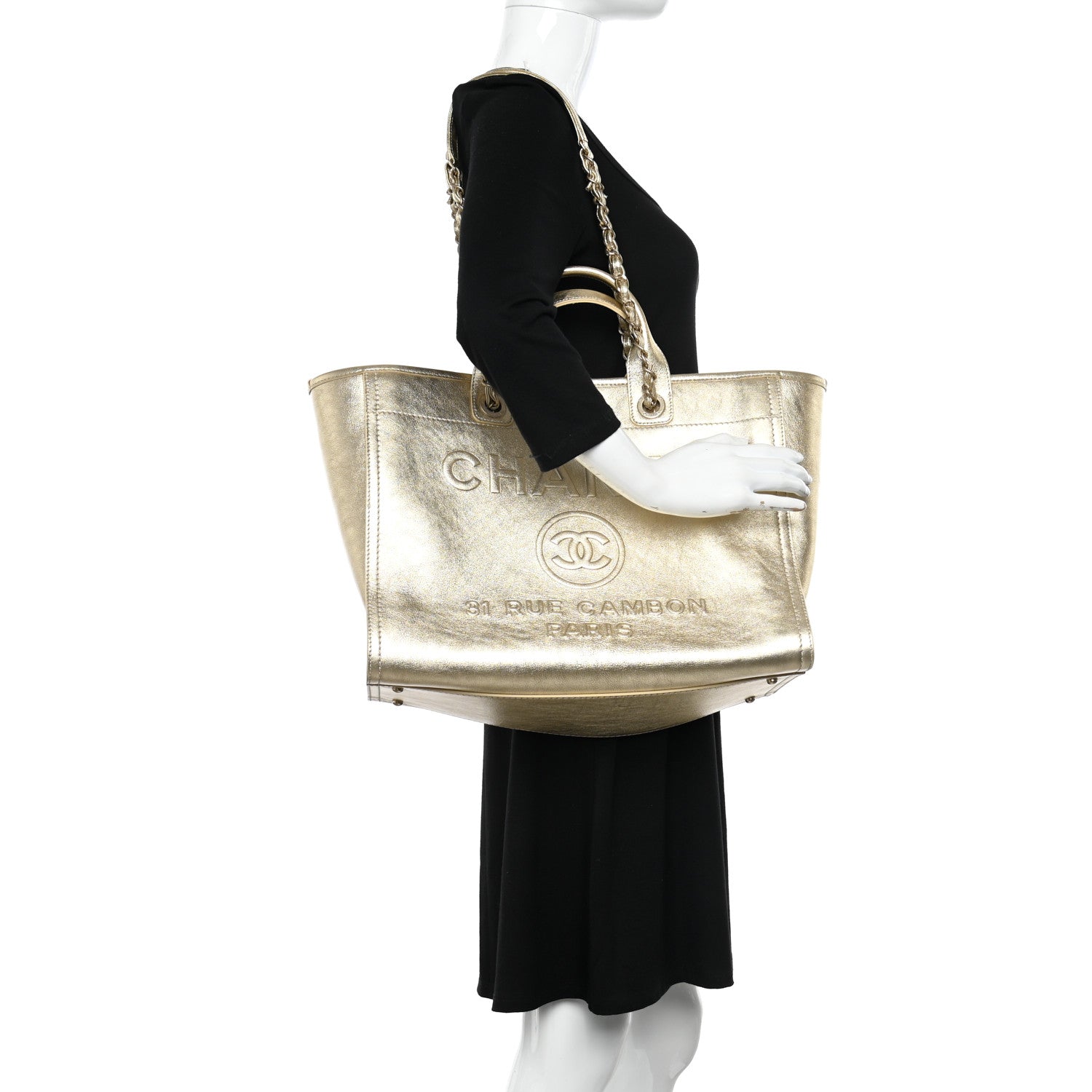 Chanel Metallic Calfskin Medium Deauville Tote Gold 2 of 12