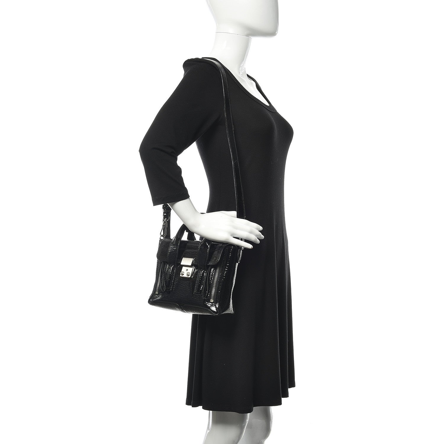 3.1 Phillip Lim Textured Patent Mini Pashli Satchel Black 2 of 7