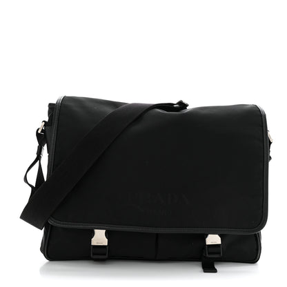 Prada Tessuto Nylon Saffiano Logo Messenger Bag Black 1 of 13