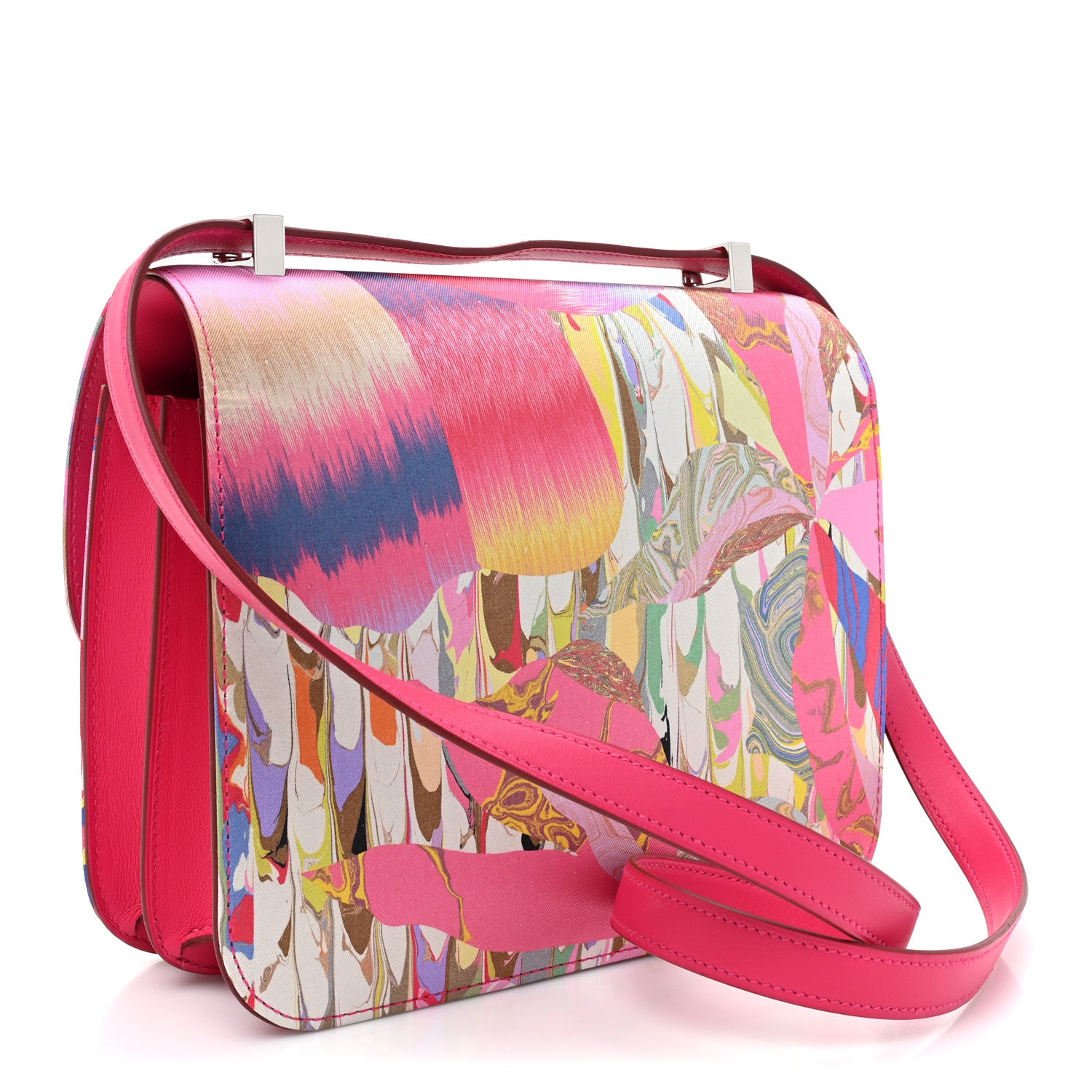 Hermes Swift Silk Marble Printed Constance 24 Rose Azalee Rose Mexico 3 of 9