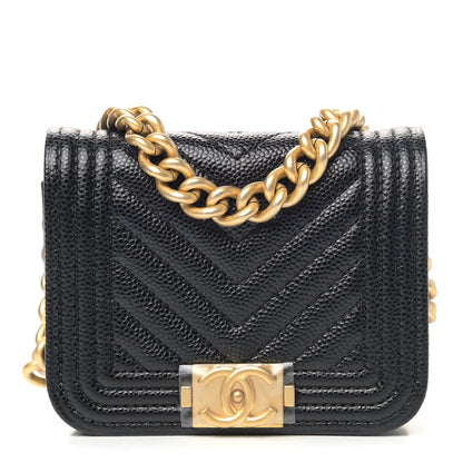 Chanel Caviar Chevron Quilted Boy Flap Waist Belt Bag Black 1 of 5