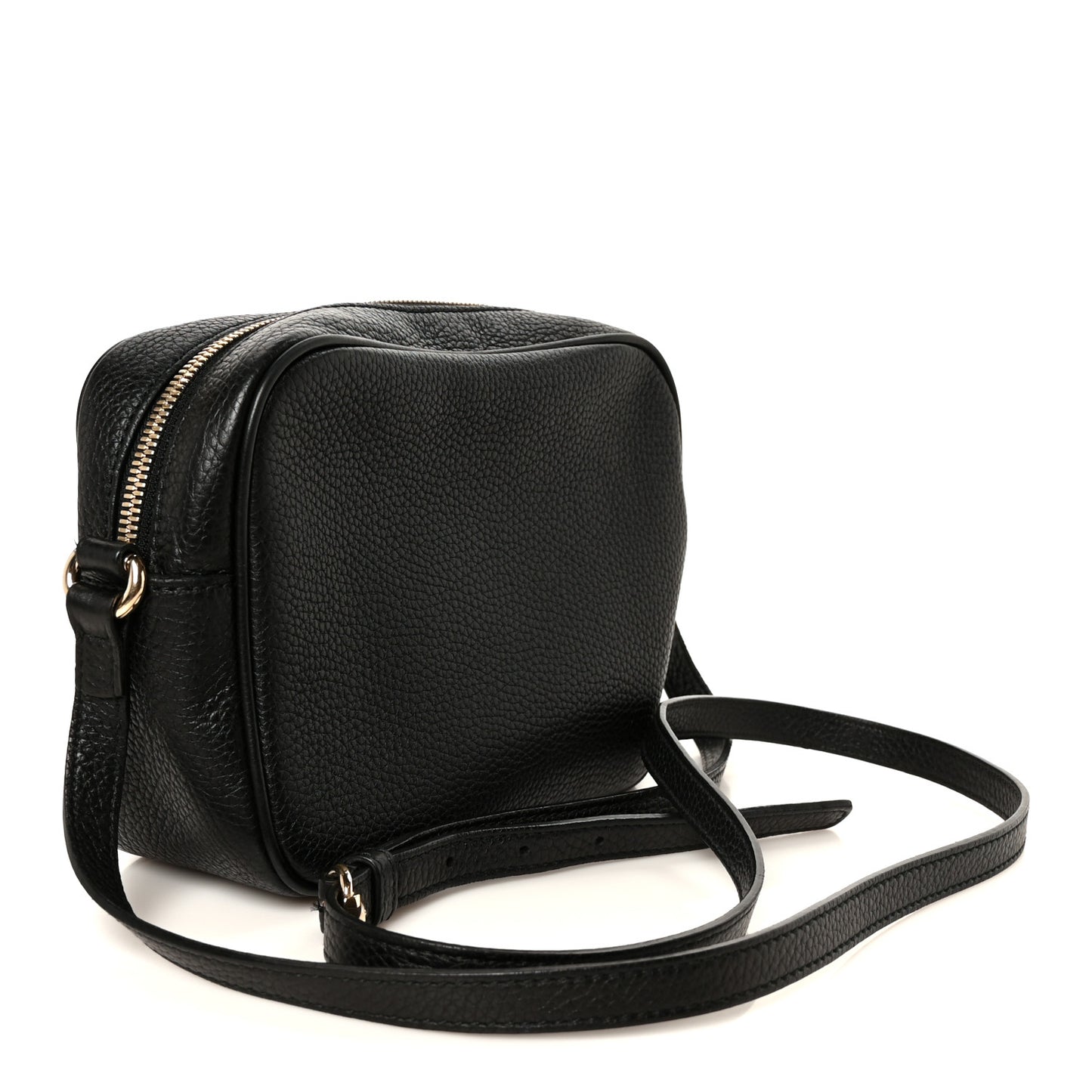 Pebbled Calfskin Small Soho Disco Bag Black