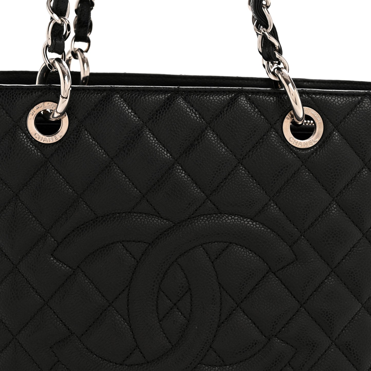 Caviar Quilted Grand Shopping Tote GST Black