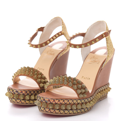 Christian Louboutin Calfskin Cordorella 110 Wedge Sandals 39 Version Cuoio 3 of 8