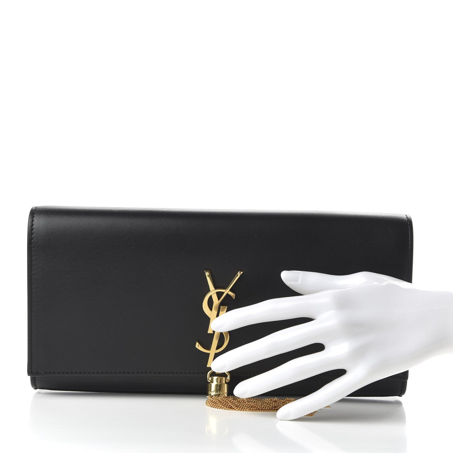 Calfskin Classic Monogram Tassel Clutch Black