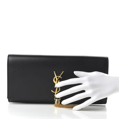 Saint Laurent Calfskin Classic Monogram Tassel Clutch Black 2 of 9