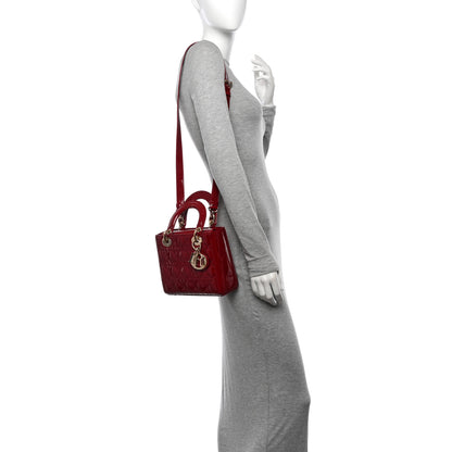 Christian Dior Patent Cannage Small Lady Dior Cherry Red 2 of 13